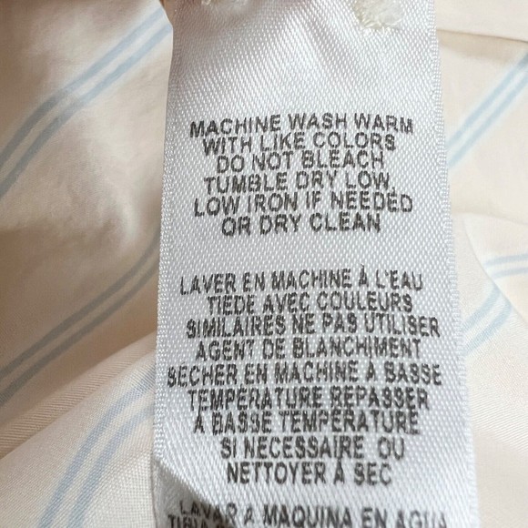 Frame Denim Bell Sleeve Button Down Shirt Light Light Pink w Blue Stripes XS - Picture 8 of 10